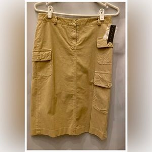 Theory, corduroy cargo skirt, color natural/brown, size 4
